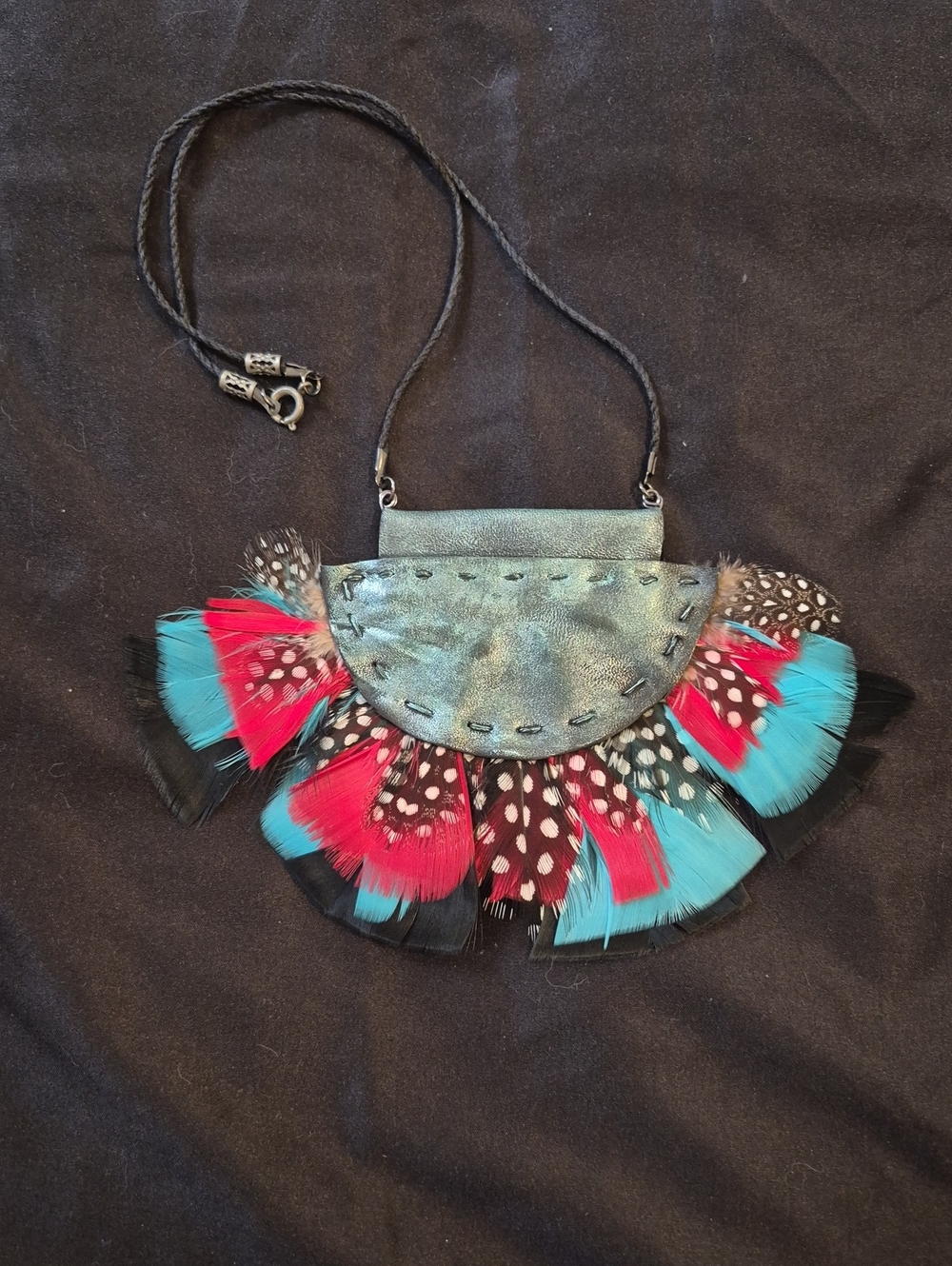 Handmade Feather Trim Necklace
